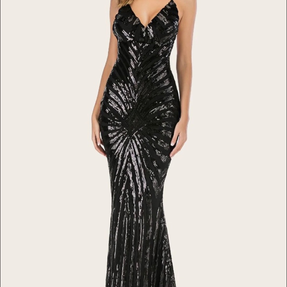 Black sequin zapaka dress